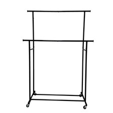 Mainstays Double Garment Clothes Rack Rich Black Metal Frame Heavy Duty picture