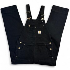 Carhartt R01 Duck Cotton Overall Bibs Black 36 x 34 NWOT picture