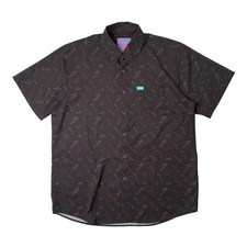 Dixxon Shirt Men L Large Black Pew Pew Firearm D-Lite Stretch Short Sleeve Party picture