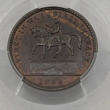 1863 CIVIL WAR TOKEN F-174/272A PCGS GRADED MS64 BN 1ST IN WAR 1ST IN PEACE picture
