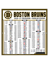 Boston Bruins Hockey Schedule  2026-27 Season LARGE Magnet (8x8 inches) picture