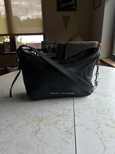 Marc Jacobs Women’s Black Small Shoulder Bag Zip Chain Strap Silver picture