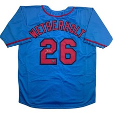 Autographed/Signed J.J. JJ Wetherholt St. Louis Blue Jersey LCG Prova COA picture