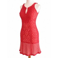 NWT Yoana Baraschi Coral Floral Lace Boho Summer Dress Size XS picture