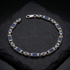 925 Sterling Silver Sapphire Stone Men's Bracelet, Handmade Unique Bracelet picture