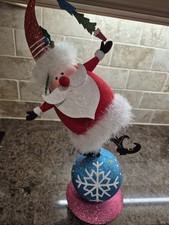 Pier 1 Glitter Santa Whimsical Bobble Retired Rare Vintage decor centerpiece EUC picture