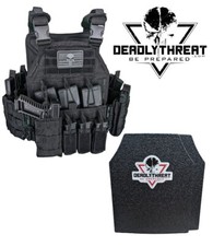 Urban Assault Black Storm Tactical Vest Plate Carrier W/ Level III Armor Plates picture