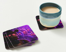 FNAF Five Nights at Freddys Coaster Set 4x4 in Sublimated Horror Gaming Desk picture