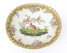 Antique 1750's Chelsea Porcelain Centerpiece Bowl Hand Painted Gold Gilt 10.75