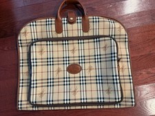 Burberrys Nova Check Folding Garment Bag Brown Trim Travel Suit Carrier picture