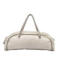 Chanel Small Calfskin Luxe Ligne Bowler Bag Pre-Loved White picture