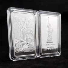 1 Troy Ounce Silver Bar American Eagle Statue Liberty Collectible Gift picture