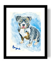 Guajardo Art Original Dog 5X4 Realism Watercolor Paper Signed Art picture