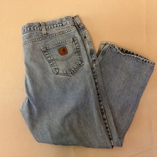 Vintage 1990's Carhartt Jeans 42x30 Distressed Denim USA Made (review pictures) picture