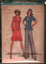 6897 Vintage Simplicity Sewing Pattern Juniors 1970s Jacket Bias Skirt Pants 7JP picture