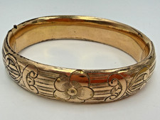Vintage Bracelet Victorian Bangle Totten Flower Hollow Push Clasp picture