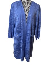 Misook Women’s Large Knit Cardigan Sweater Blue Floral V-Neck Faux Pockets NWT picture