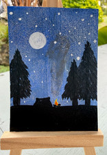 ACEO/ATC Original Acrylic Mini Camping Painting 