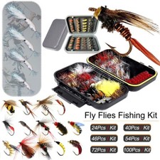24-100Pcs/Box Fly Fishing Artificial Fly Bait Lures with Dry/Wet Flies For Trout picture