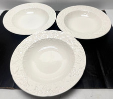 lot of 3 Mikasa English Countryside White Stoneware Rimmed Soup Bowls 9.25” picture