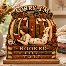 Custom Pumpkin Book Wooden Block Sign Wooden Bookshelf Decor Halloween Gifts picture