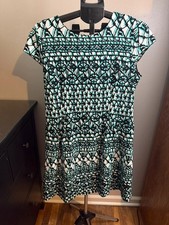 ECI New York Teal Black Print Dress Size 14 picture