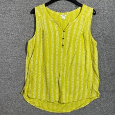 Sonoma Goods for Life Blouse Large Yellow Geometric Stripe Sleeveless Rayon picture
