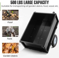 GRAVEE 500LB Heavy Duty Dump Cart, Garden Utility Trailer for ATV UTV Tractor picture