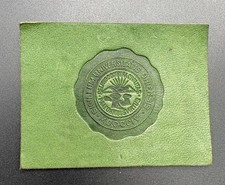 c1910 L20 Ohio University College Seal Tobacco Leather Antique Green Athens picture