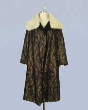1920s Coat / 20s Gold Lamé Flapper Coat / Art Deco Flame and Orb Motifs picture