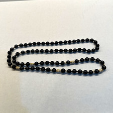 Onyx and Gold Beads Necklace, 32” long picture