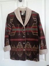 Coldwater Creek WoolBlend Southwestern Blanket Jacket Buffalo Nickel Buttons PXS picture