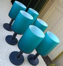 VTG Carlo Moretti Wine Goblets Set of 6 Turqoise Rare 6.5 Inches picture