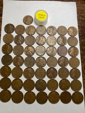 1934-D LINCOLN WHEAT CENT PENNY ROLL, HIGH GRADE, 50 COINS, ALL COINS VF-XF picture