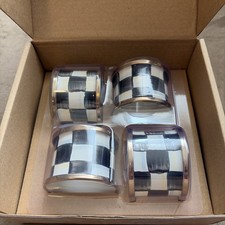 NIB MacKenzie-Childs Courtly Check Set of 4 Napkin Rings  picture
