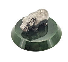 Vintage Imperial Faberge Era Silver Figurine Of Hippopotamus picture