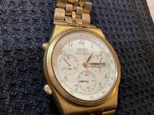 Rare Vintage Seiko Chronograph Watch Men's Gold Tone 7A38-7280 picture