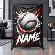 Red Black Splatter Custom Name Coral Fleece Blanket picture