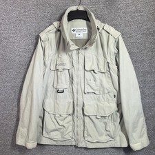 Columbia Sportswear GRT Convertible Jacket Vest Mens Large Tan Khaki Zip Off picture