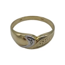 Vintage 14K Yellow Gold Diamond Ring 1.44g Two-Tone Band Size Small picture