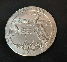 2015-S America the Beautiful 5oz Bombay Hook Proof Quarter .999 Silver Round picture
