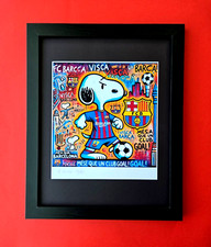 AIDAN FLUX | Hand Signed Print Framed COA| POP ART SNOOPY BARCELONA SOCCER picture