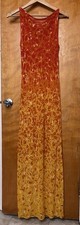 Vintage 1998 Vivienne Tam Runway Sheer Mesh Flame Print Maxi Dress 90s Sz 2 M picture