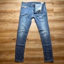 Diesel Tepphar Jeans Mens 34x34 Blue Slim-Carrot Stretch Denim Distressed 0814W picture