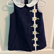 SIMI  Toddler Flower Dress Floral  Navy with White Collar Size 2 Lined picture