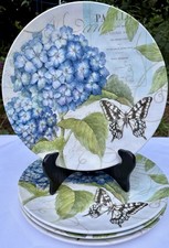 Certified International Hydrangea Garden Melamine Plates Set of 4 Susan Winget picture