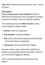 Arnott As  2864 Front Air Suspension Strut picture