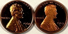 1968 & 1969 S Proof Lincoln Wheat Cents - Red - Exact Coins (2) Imaged picture
