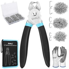 SHALL Hog Ring Pliers Set 600PCS Galvanized Rings Heavy Duty Tool Kit Black picture