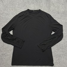 Lululemon Shirt Mens Large Black Long Sleeve V-Neck Athletic Running Tee Top picture